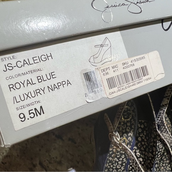 ❗️SALE❗️Jessica Simpson Royal Blue & Snakeskin Wedge Heels 9.5M - Picture 11 of 11